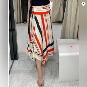 Zara $109 NWT asymmetric striped skirt ZW Collection 2821/038 S M L